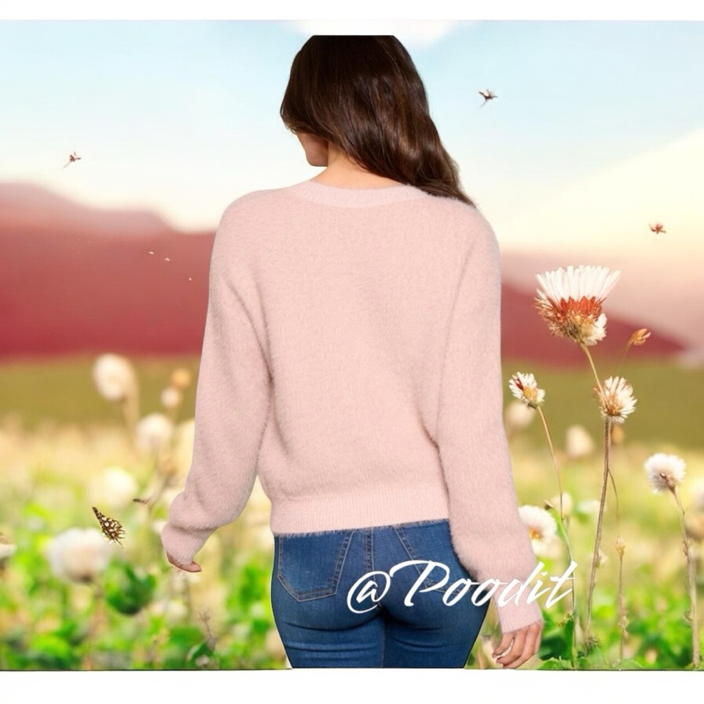 HEM & THREAD Beautiful blush button up cardigan S M L - Picture 3 of 7
